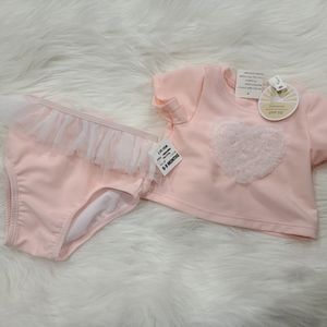 2 piece heart swimsuit  sz 6/9 months nwt